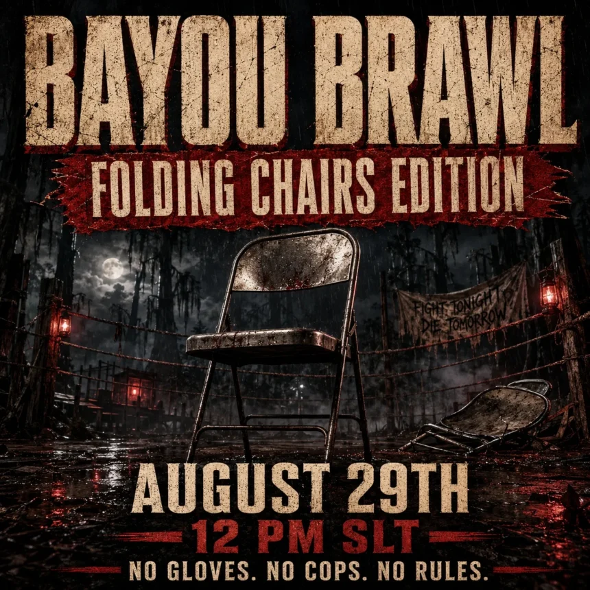bafkreihcluzq5fknfpon4m66tpsi75htxh2y5r2z6ae7bfhxn3qmvpmdyq Bayou Brawls: Folding chairs edition